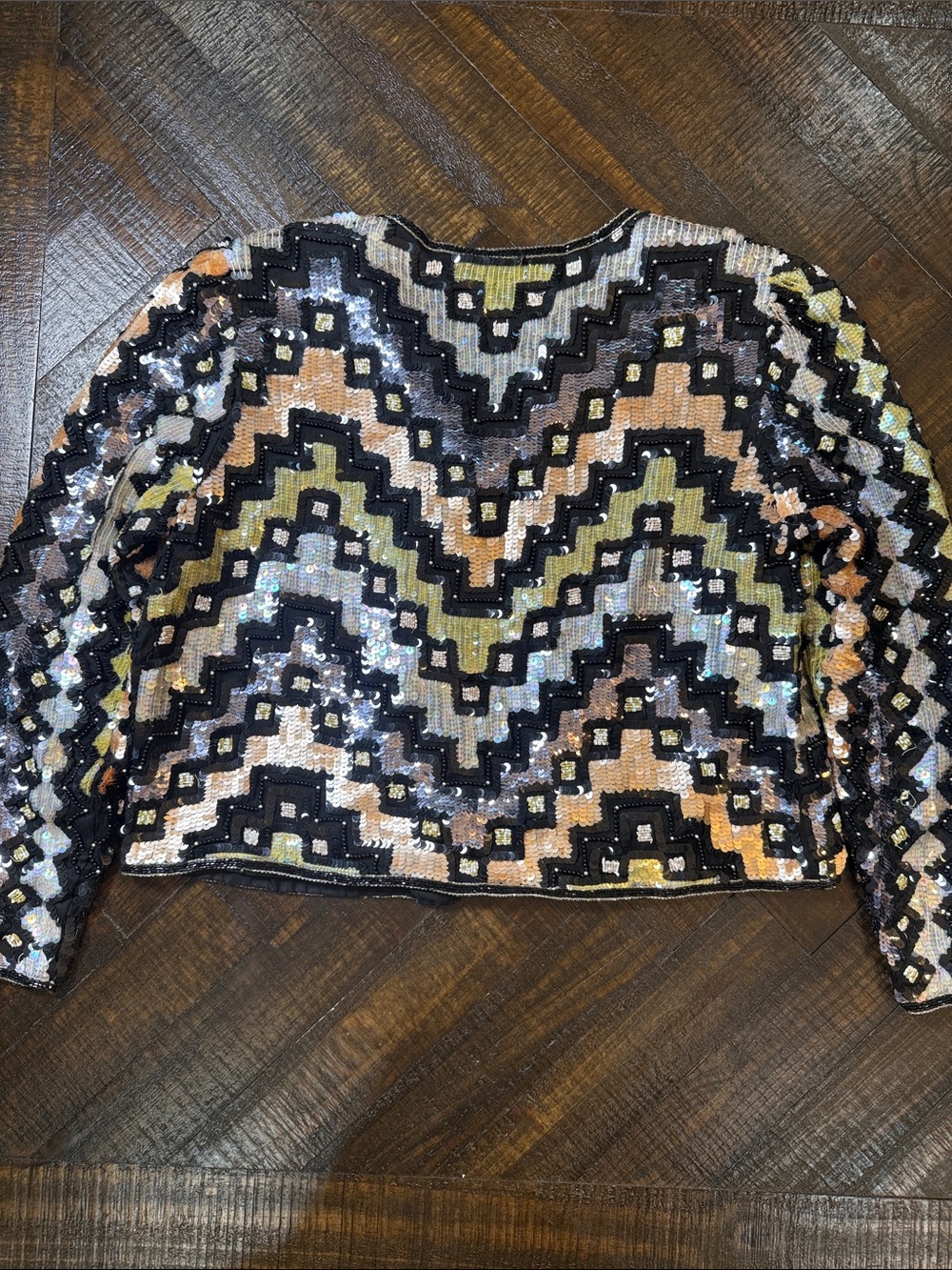 Sténay 100% Silk Beaded Sequin Jacket S Vintage Art Deco Evening - Picture 12 of 13